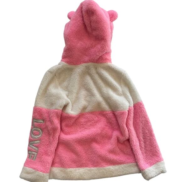 Betsey Johnson Girls Pink and White Fleece Zip Up Hoodie,  Size 7/8 - Picture 6 of 8